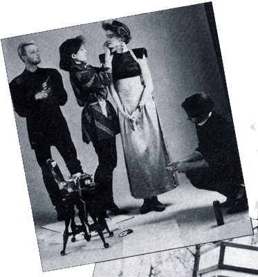 A rare photo of me on a photo shoot and it’s becuase it was in a magazine! New Woman magazine did a feature story about me and here I am in a snippet photo as a stylist on the set with Brad Boles (FoS contributing editor at large) on makeup & North Rebis on hair. Yes, I still wear my Yoji Yamamoto shirt that I have on ! I kept my stylist scissors in a holster belt.